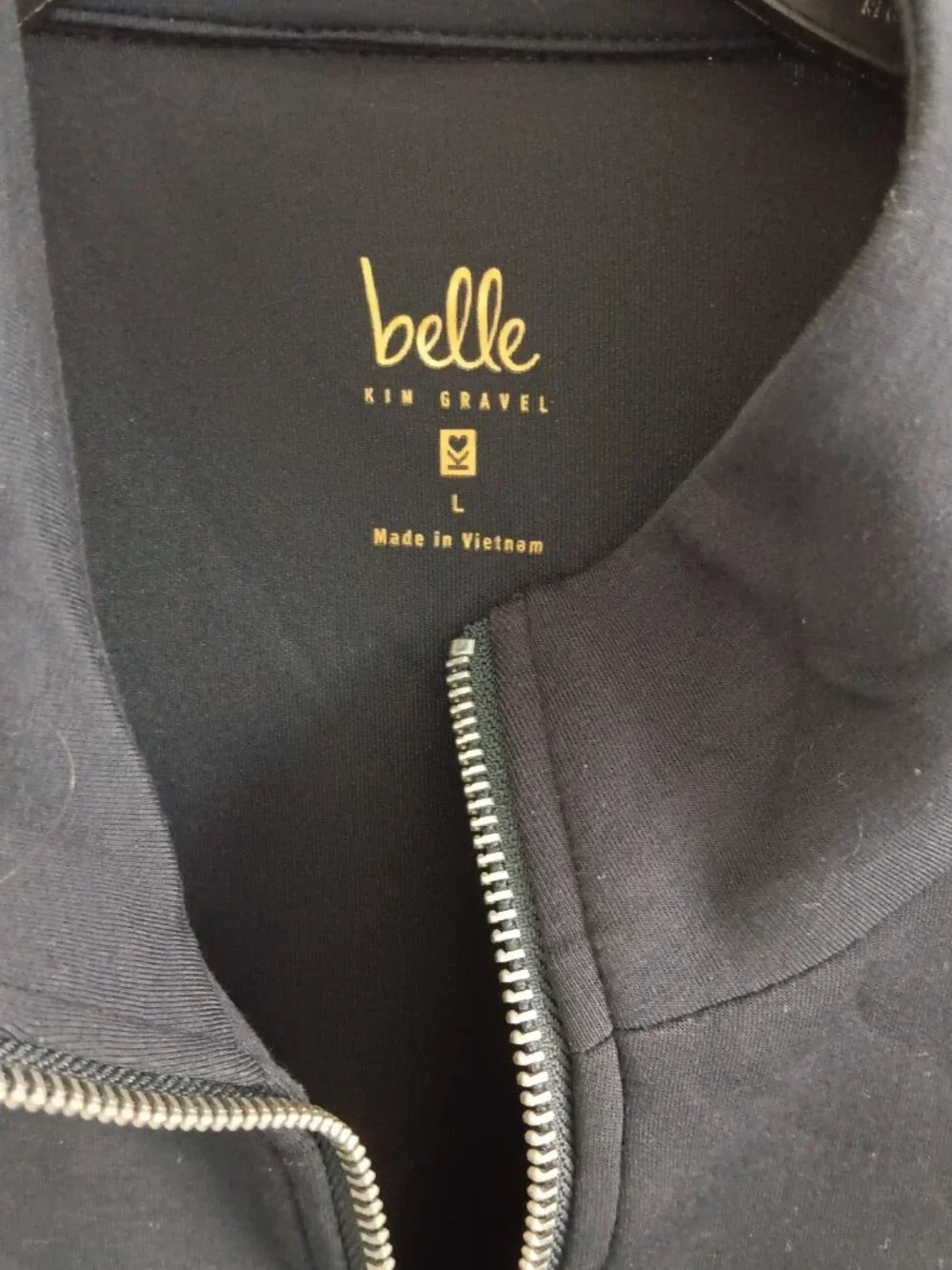 Belle by Kim Gravel ScubaLuxe Blouson Sleeve Zip-Up Jacket, Blk Sz  a698209